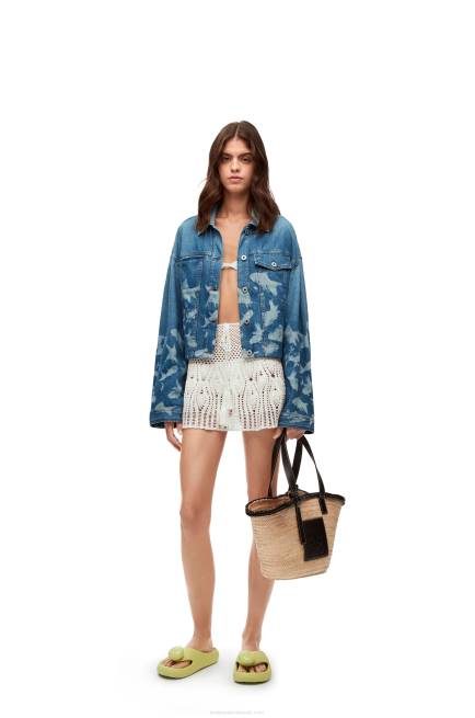 Light Blue/White Fish cropped jacket in denim Loewe 84PR1169 Women
