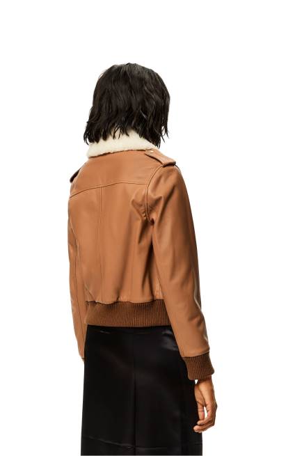Toffee/White Aviator jacket in nappa Loewe 84PR1158 Women