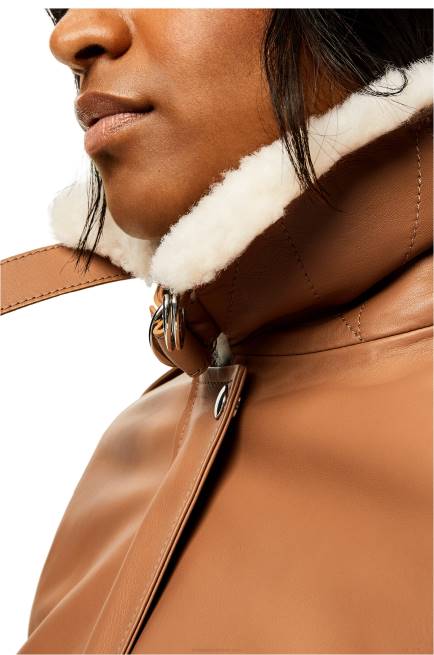 Toffee/White Aviator jacket in nappa Loewe 84PR1158 Women
