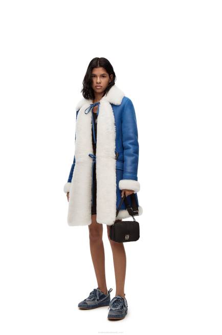 White/Blue Coat in shearling Loewe 84PR1119 Women