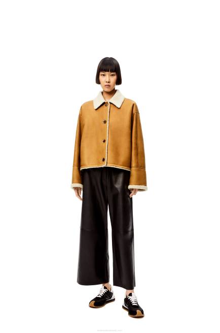 White/Camel Short jacket in shearling Loewe 84PR1148 Women