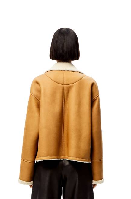 White/Camel Short jacket in shearling Loewe 84PR1148 Women