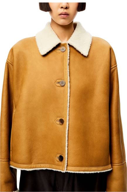 White/Camel Short jacket in shearling Loewe 84PR1148 Women