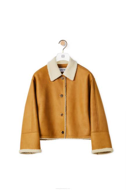 White/Camel Short jacket in shearling Loewe 84PR1148 Women