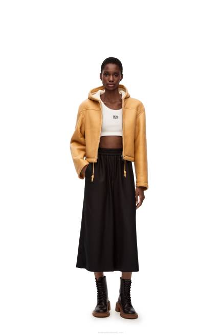 White/Gold Hooded jacket in shearling Loewe 84PR1124 Women