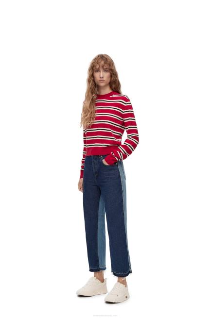 Denim Blue/Light Denim Blue Cropped jeans in denim Loewe 84PR1199 Women