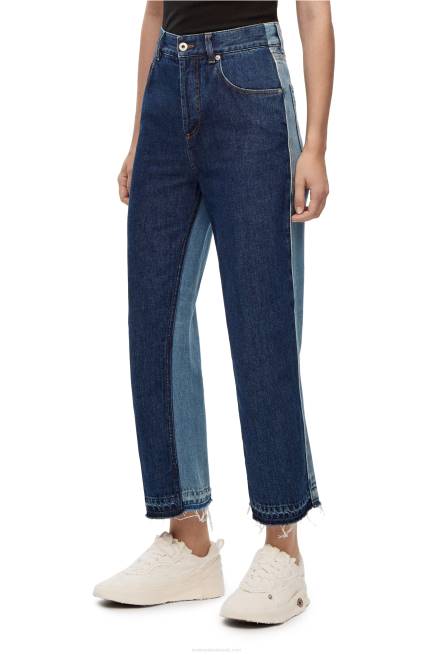 Denim Blue/Light Denim Blue Cropped jeans in denim Loewe 84PR1199 Women