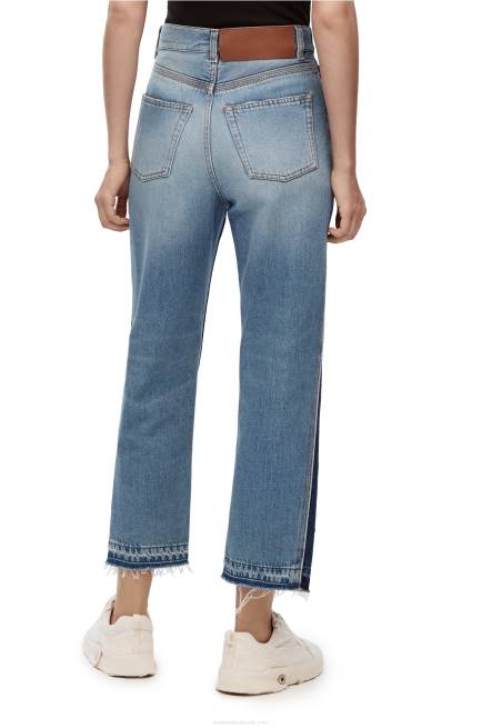 Denim Blue/Light Denim Blue Cropped jeans in denim Loewe 84PR1199 Women