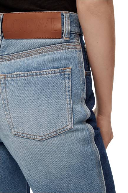 Denim Blue/Light Denim Blue Cropped jeans in denim Loewe 84PR1199 Women