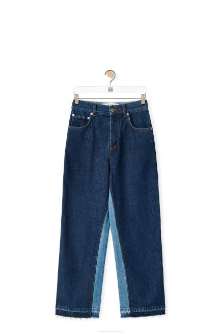 Denim Blue/Light Denim Blue Cropped jeans in denim Loewe 84PR1199 Women