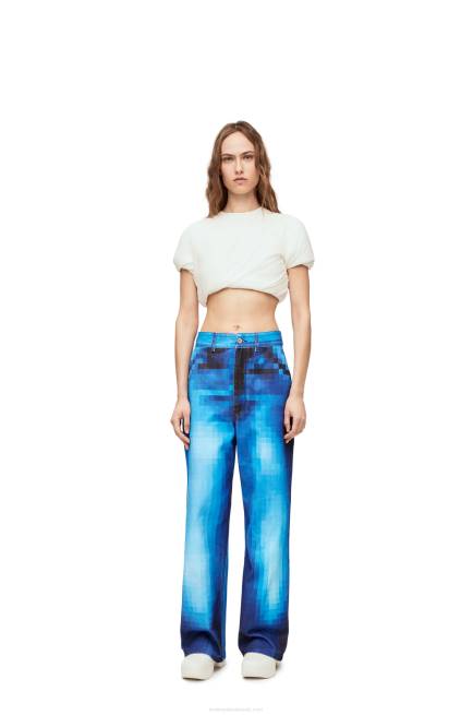 Denim Pixelated baggy jeans in denim Loewe 84PR1177 Women