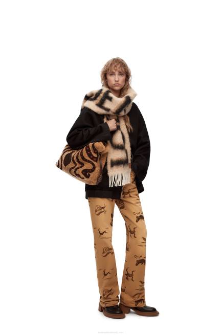 Light Beige/Brown Animal print jeans in denim Loewe 84PR1192 Women