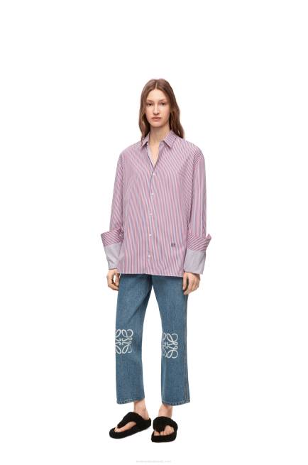 Mid Blue Denim Anagram cropped jeans in denim Loewe 84PR1203 Women