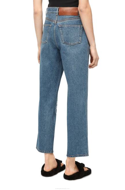 Mid Blue Denim Anagram cropped jeans in denim Loewe 84PR1203 Women