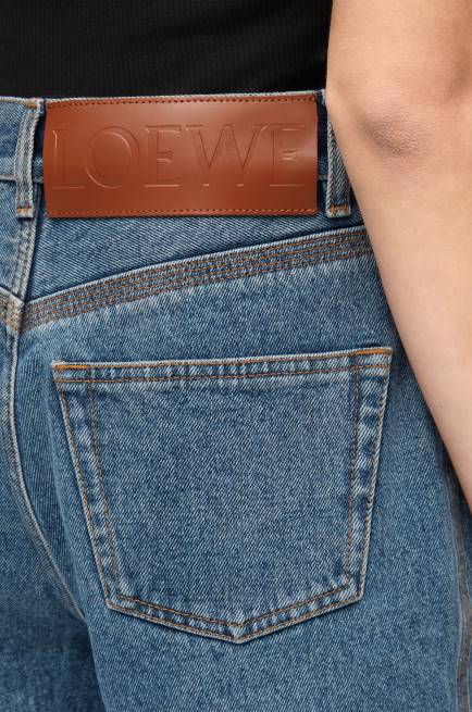 Mid Blue Denim Anagram cropped jeans in denim Loewe 84PR1203 Women