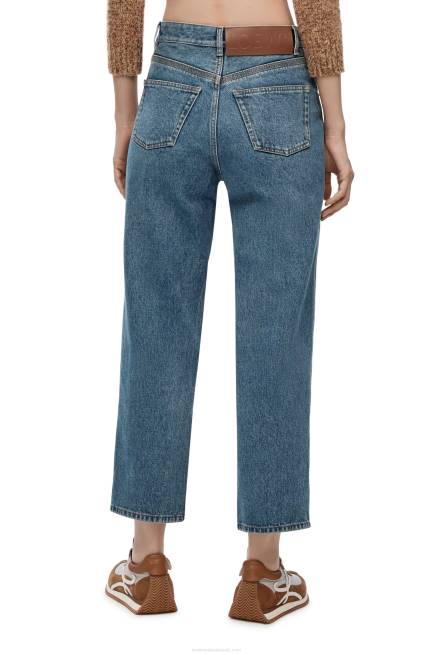 Mid Blue Denim Anagram cropped jeans in denim Loewe 84PR1203 Women