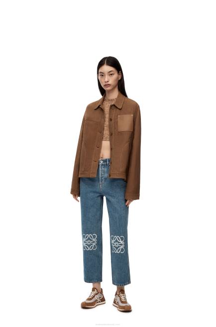Mid Blue Denim Anagram cropped jeans in denim Loewe 84PR1203 Women