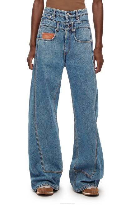 Mid Blue Denim High waisted jeans in denim Loewe 84PR1202 Women