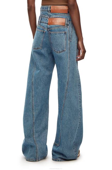Mid Blue Denim High waisted jeans in denim Loewe 84PR1202 Women