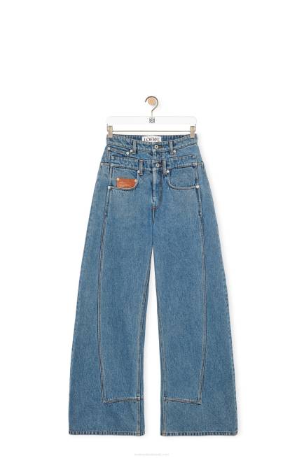 Mid Blue Denim High waisted jeans in denim Loewe 84PR1202 Women