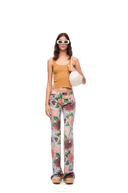 Pink/Red Roses jeans in denim Loewe 84PR1166 Women