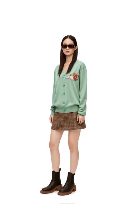 Aniseed Green Heen cardigan in wool Loewe 84PR1027 Women