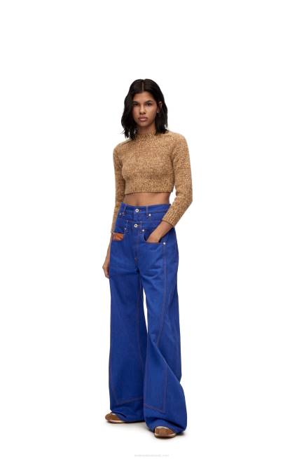 Beige Melange Cropped sweater in wool Loewe 84PR982 Women