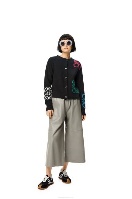 Black/Multicolor Anagram intarsia cardigan in wool Loewe 84PR1004 Women