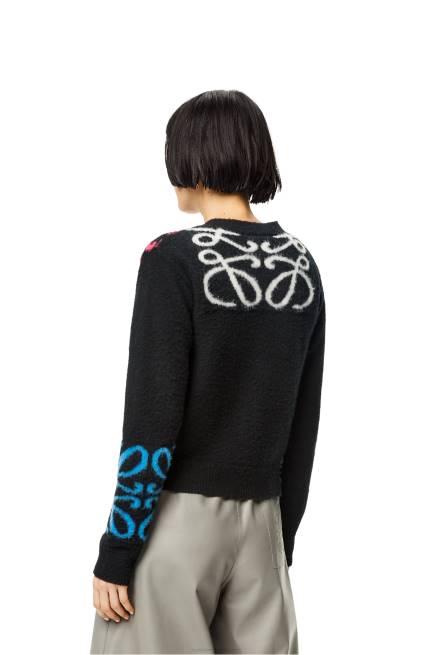 Black/Multicolor Anagram intarsia cardigan in wool Loewe 84PR1004 Women