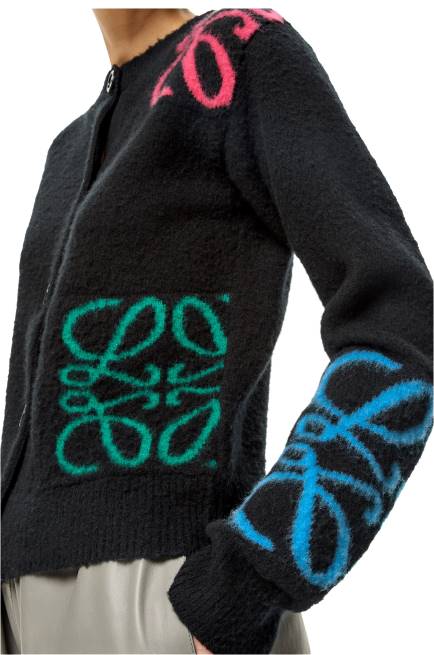 Black/Multicolor Anagram intarsia cardigan in wool Loewe 84PR1004 Women