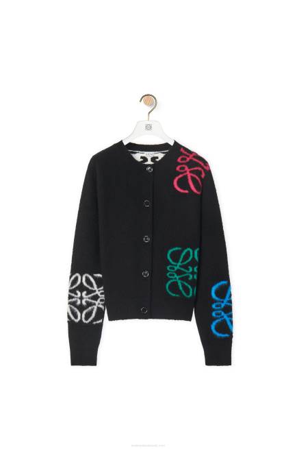 Black/Multicolor Anagram intarsia cardigan in wool Loewe 84PR1004 Women