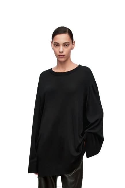 Black Open sleeve sweater in viscose knit Loewe 84PR955 Women