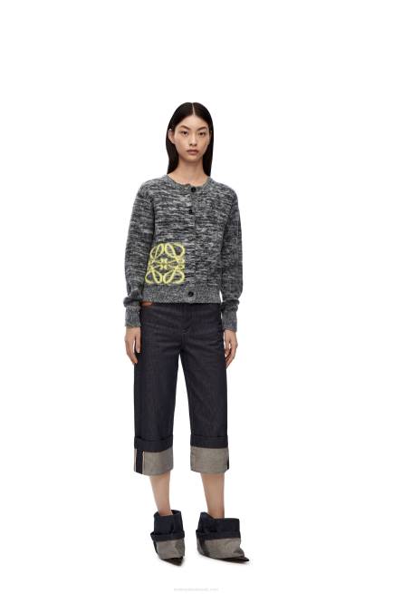 Black/White Anagram intarsia cardigan in wool Loewe 84PR990 Women