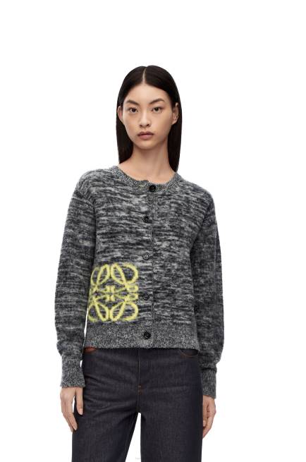 Black/White Anagram intarsia cardigan in wool Loewe 84PR990 Women