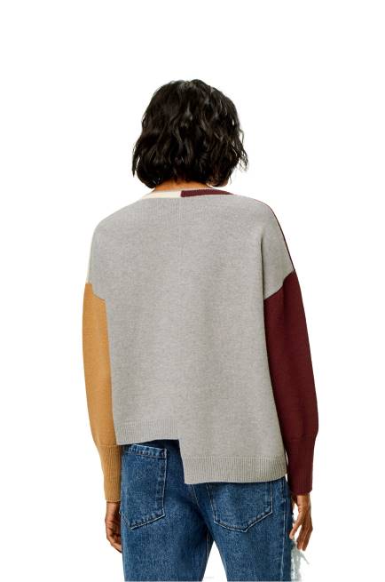 Brandy/Burgundy/Cream Anagram Asymmetric sweater in wool Loewe 84PR1010 Women