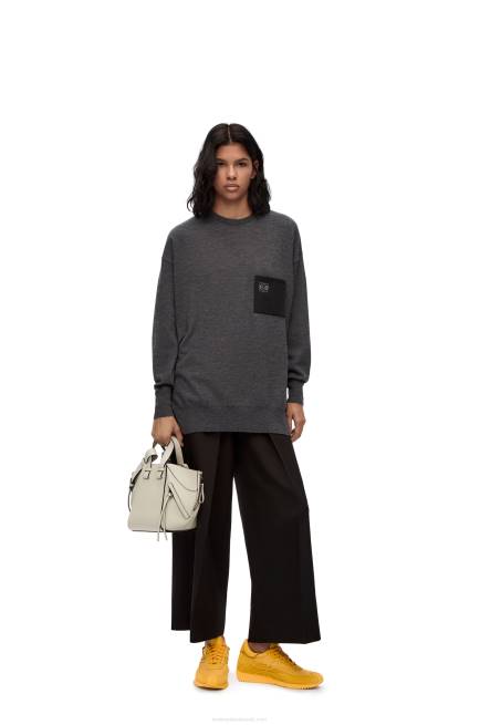 Dark Grey Anagram pocket sweater in wool Loewe 84PR991 Women