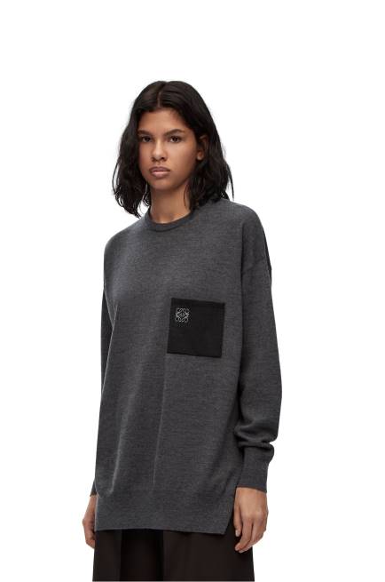 Dark Grey Anagram pocket sweater in wool Loewe 84PR991 Women