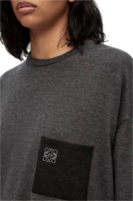 Dark Grey Anagram pocket sweater in wool Loewe 84PR991 Women