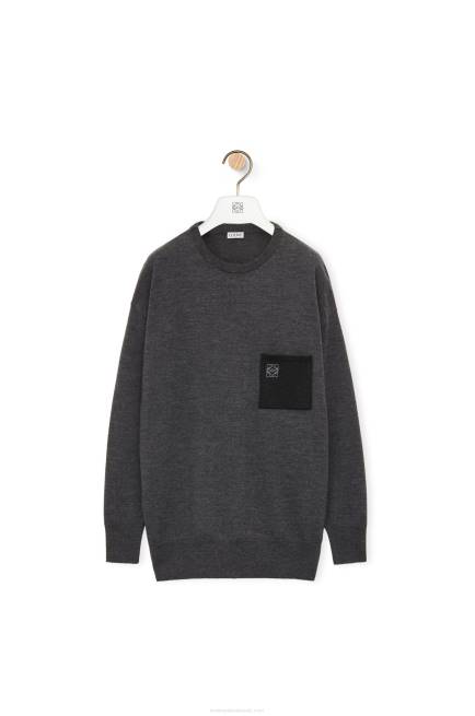 Dark Grey Anagram pocket sweater in wool Loewe 84PR991 Women