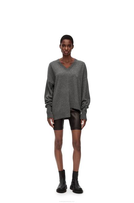 Dark Grey Asymmetric sweater in cashmere Loewe 84PR977 Women