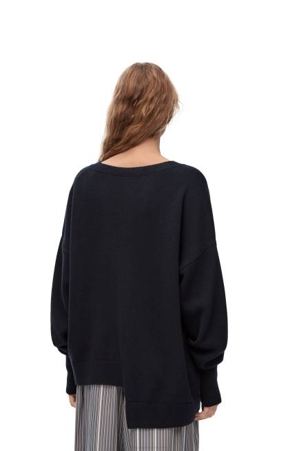 Dark Navy Blue Asymmetric sweater in cashmere Loewe 84PR976 Women