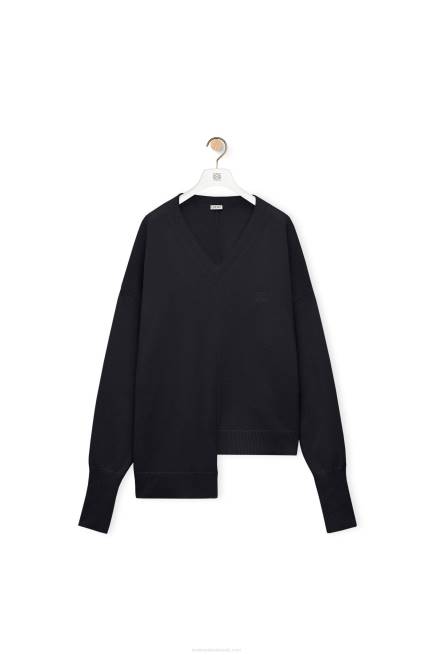 Dark Navy Blue Asymmetric sweater in cashmere Loewe 84PR976 Women