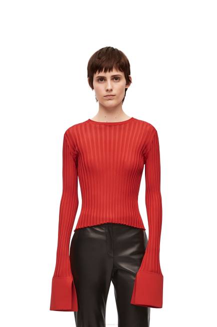 Dark Orange Long sleeve top in viscose Loewe 84PR848 Women