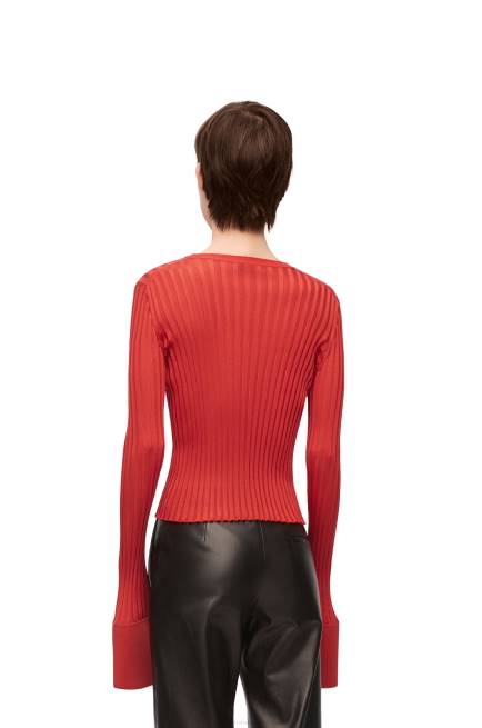 Dark Orange Long sleeve top in viscose Loewe 84PR848 Women