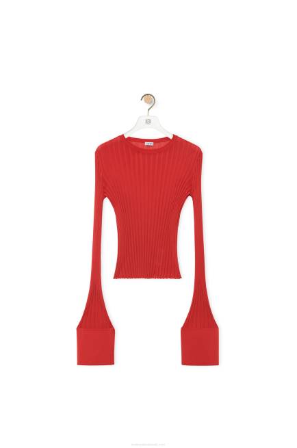 Dark Orange Long sleeve top in viscose Loewe 84PR848 Women