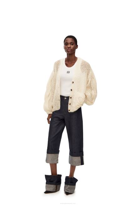 Ecru Anagram cardigan in mohair Loewe 84PR984 Women