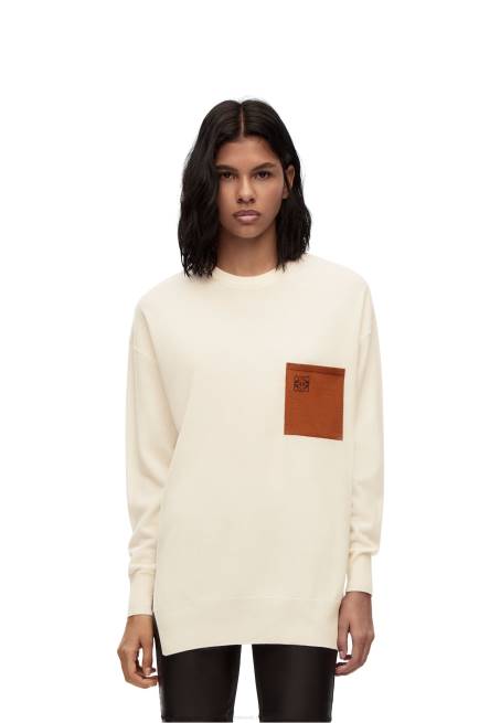 Ecru/Brown Anagram pocket sweater in wool Loewe 84PR1017 Women