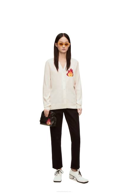 Ecru Calcifer cardigan in wool Loewe 84PR1024 Women
