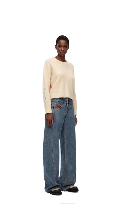 Ecru/Light Grey Anagram intarsia sweater in wool Loewe 84PR994 Women