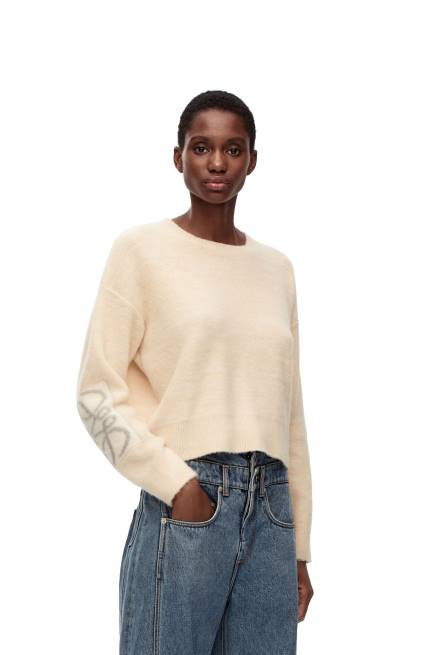 Ecru/Light Grey Anagram intarsia sweater in wool Loewe 84PR994 Women